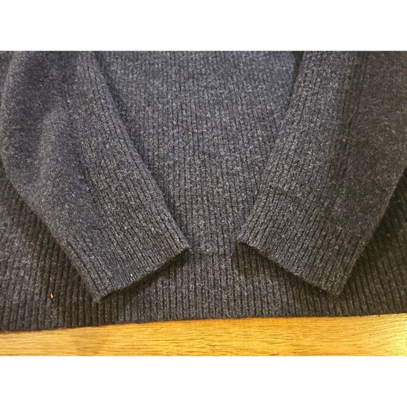 LL Bean Sweater Men's XXL 100% Merino Lambs' Wool Navy Blue 1/4 Zip Pullover - Picture 5 of 7
